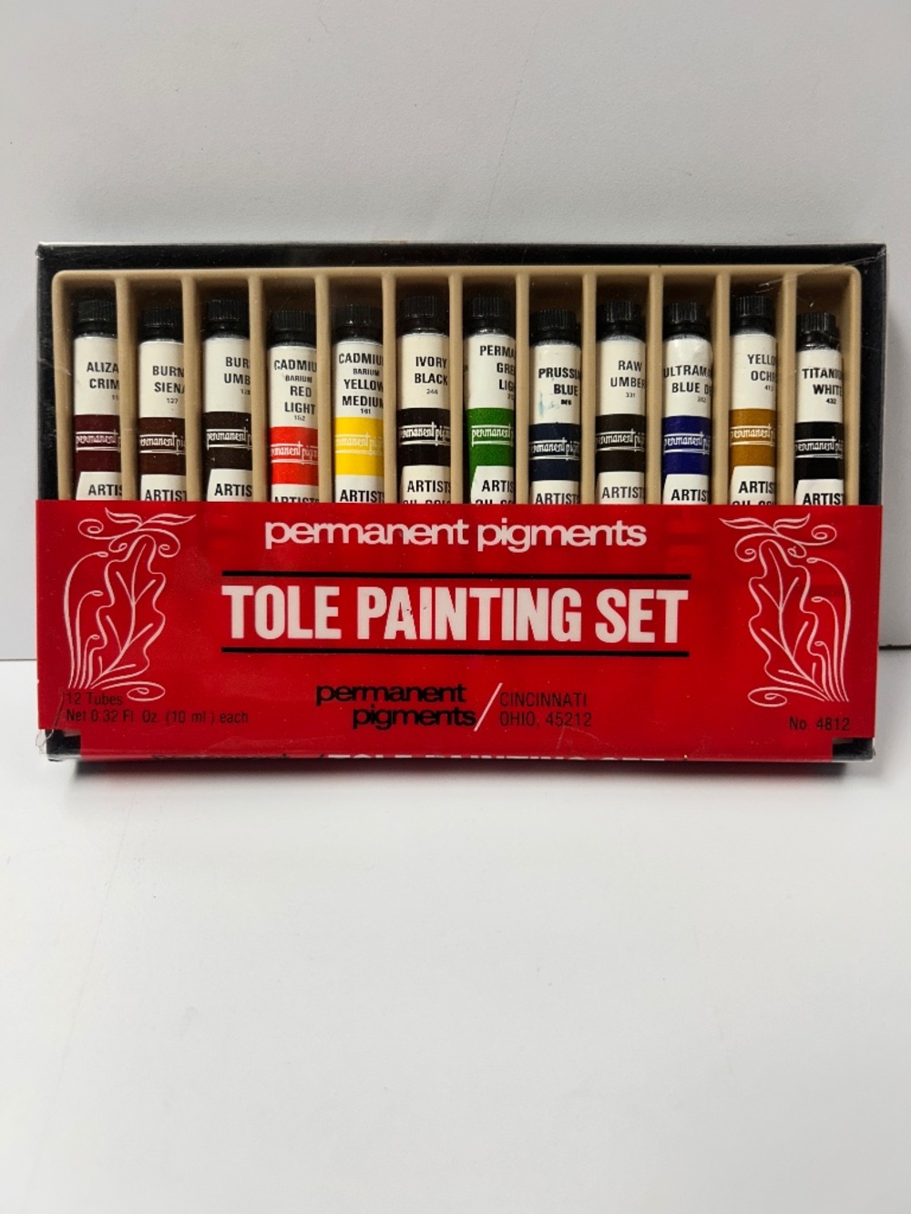 Vintage Permanent Pigments Tole Painting No. 4812 Set 12 Tubes 10 ml Each USA